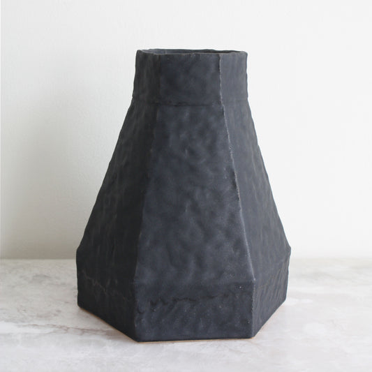 Coal Black Hexagon Vase