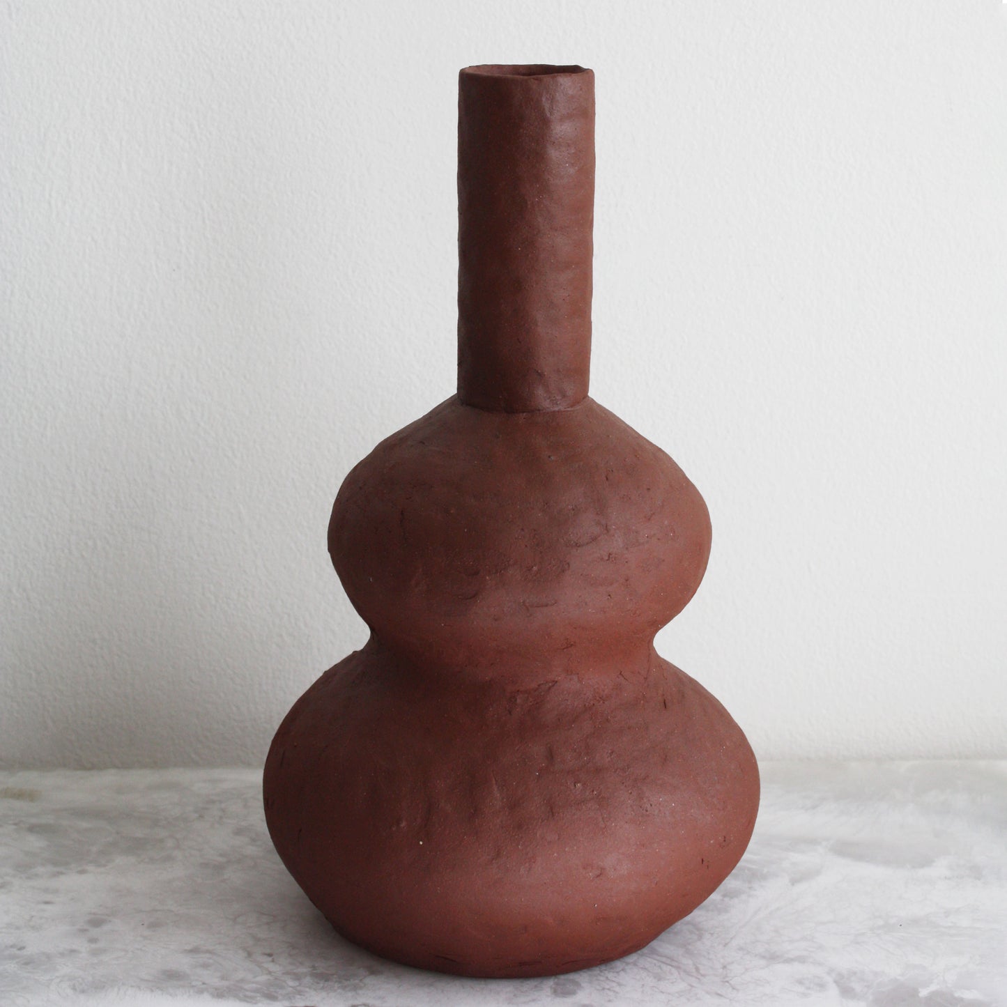 Red Stoneware Curve Bottle